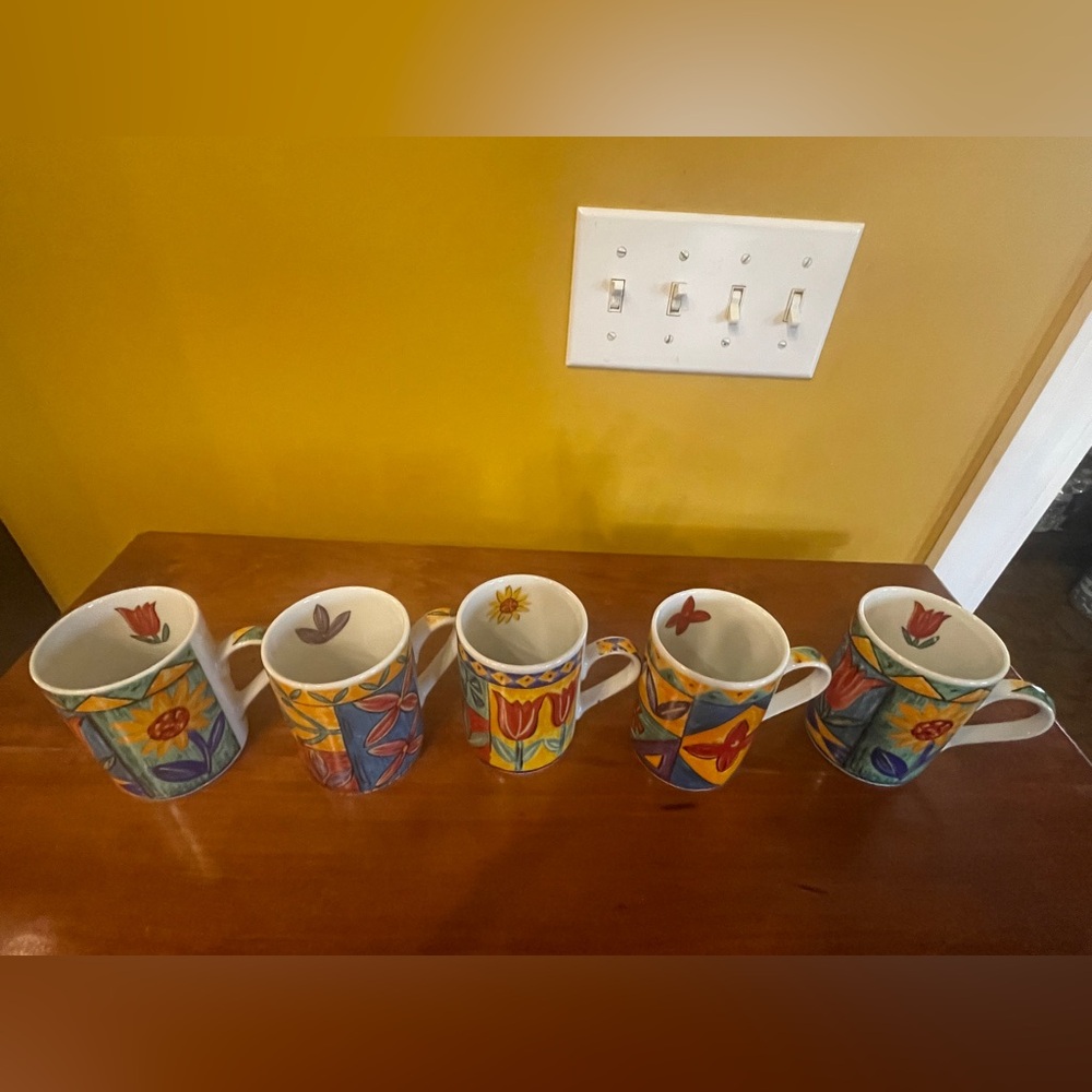 Colorful Floral Ceramic Mug - Assorted Bright Pattern - Picture 2 of 3